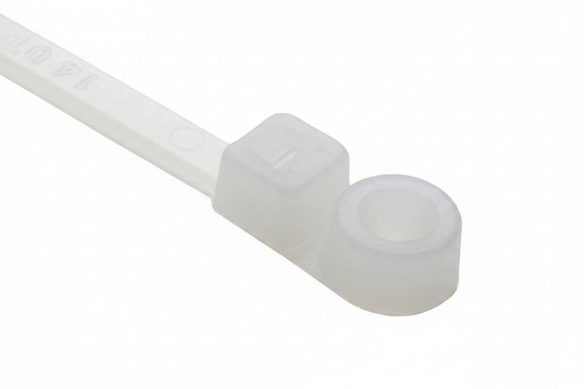 HellermannTyton T30MR9C2 6.3-Inch Screw-Mount Cable Ties, #8 Mounting Hole, 30 lb, PA66, Natural