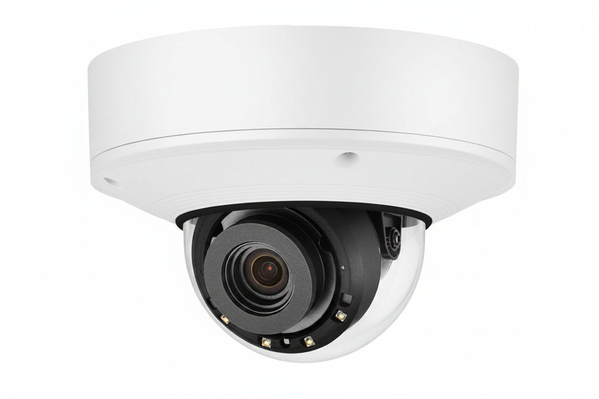 Hanwha XNV-9082R X-Series 8MP Outdoor IR Vandal Dome Camera, 2.8-8.4mm Varifocal Lens, White