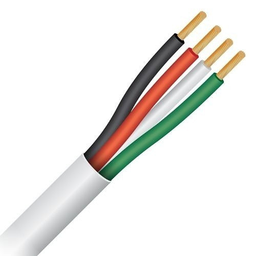 2U2204S2B1 22 AWG 4-Conductor Solid Plenum Fire Alarm Cable, White, 1,000 ft