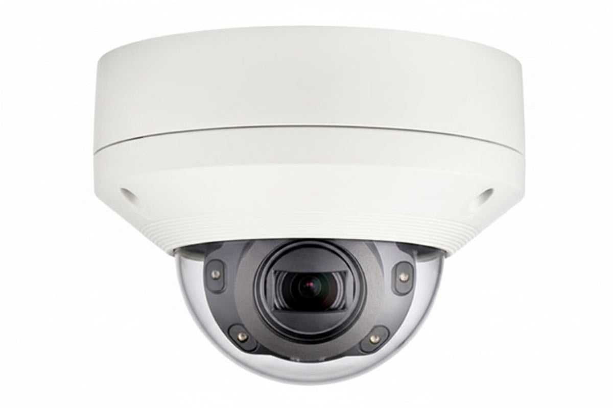 Hanwha XNV-6080R X-Series 2MP Outdoor IR Vandal Dome Camera, 2.8-12mm Varifocal Lens, Ivory