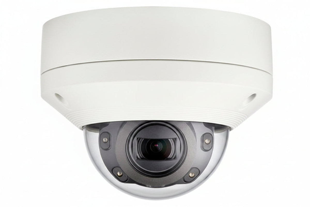 Hanwha XNV-6080R X-Series 2MP Outdoor IR Vandal Dome Camera, 2.8-12mm Varifocal Lens, Ivory