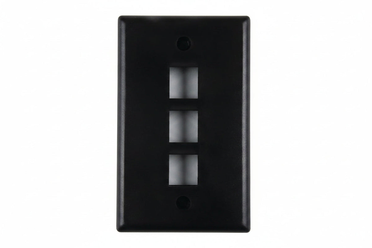 HellermannTyton 854-39321 3-Port Single-Gang Faceplate, Black