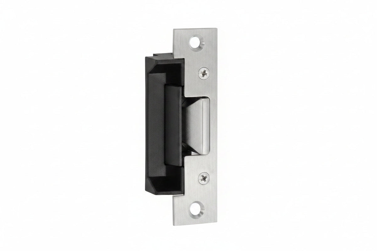 HES 502 Radius Corners and Flat Faceplate, 15/16" 1 7/16", for 5000/5200 Series Electric Strikes, Satin Stainless Steel