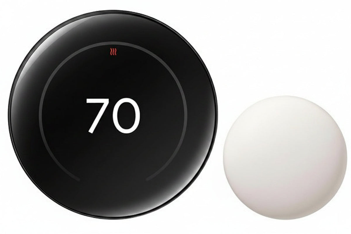 Google Nest Learning Thermostat GA05560-US 4th Generation with Nest Temperature Sensor, Polished Obsidian