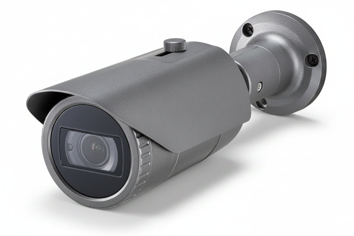 Hanwha QNO-7082R Q-Series 4MP IR Bullet Camera, 2-10mm Motorized Focal Lens, Dark Gray
