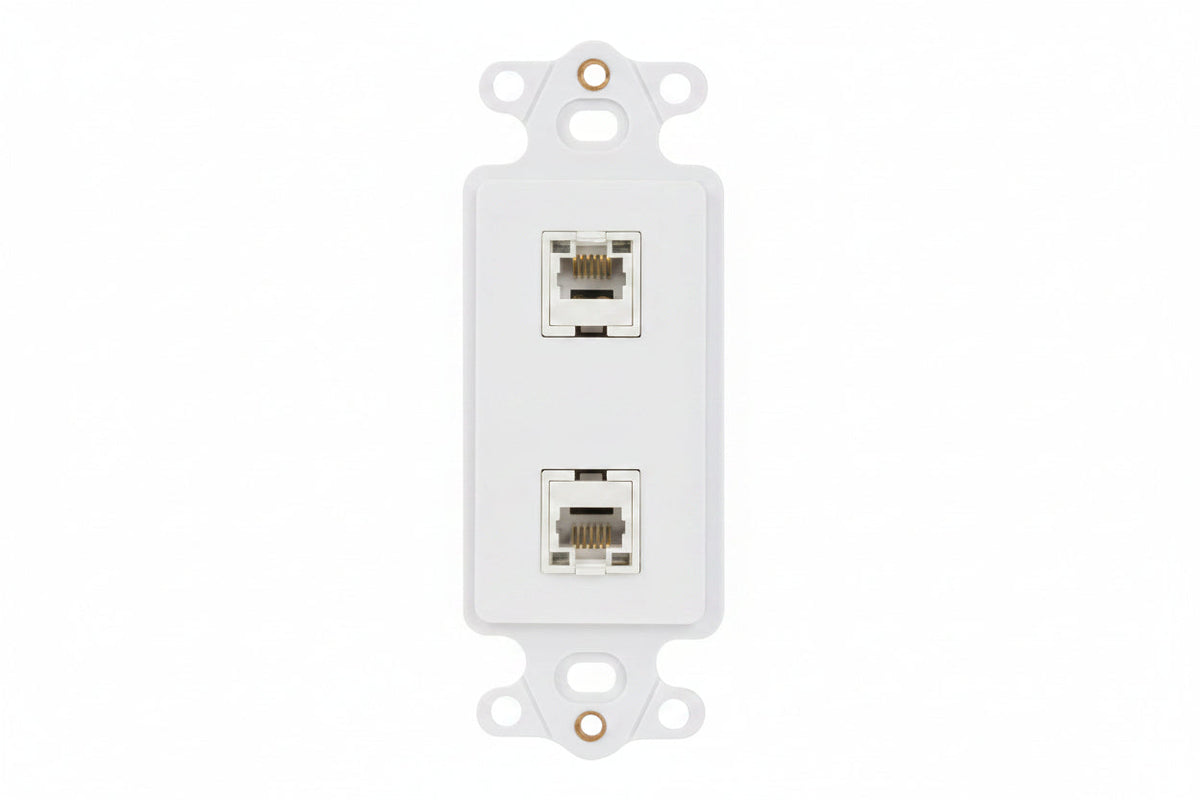 ICC IC107DI2WH Decorator Insert for Keystone Jacks, 2-Port Wall Plate Module, Decora Style, White
