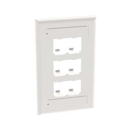 CFPL6WHY Mini-Com Classic 1-Gang 6-Port Wall Plate, White