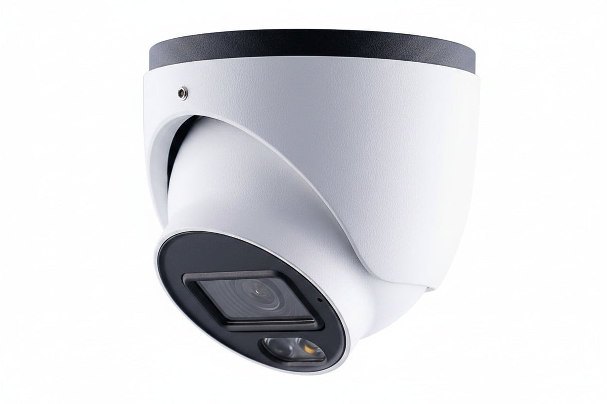 84-GEBF482-2F10 GV-GEBF4802 Series 4MP AI Eyeball Dome IP Camera, 2.8mm Lens, IR & Warm LED, IP67, IK10