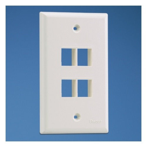 NK4FNBL NetKey 1-Gang 4-Port Wall Plate, Black