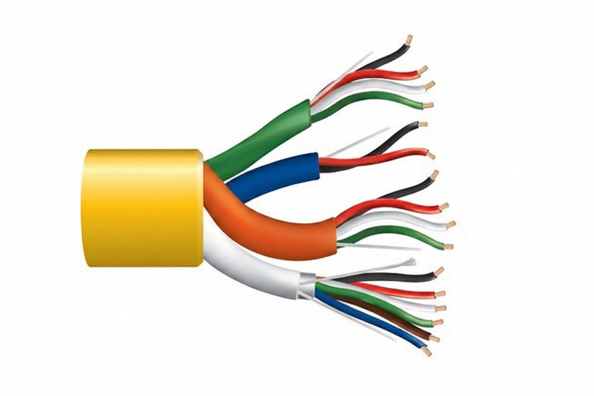 Genesis 21965002 22/6 Stranded Shielded + 22/4 Stranded + 22/2 Stranded + 18/4 Stranded Composite Access Control Cable, Riser, CMR, FT4, 500' (152.4 m) Reel, Yellow