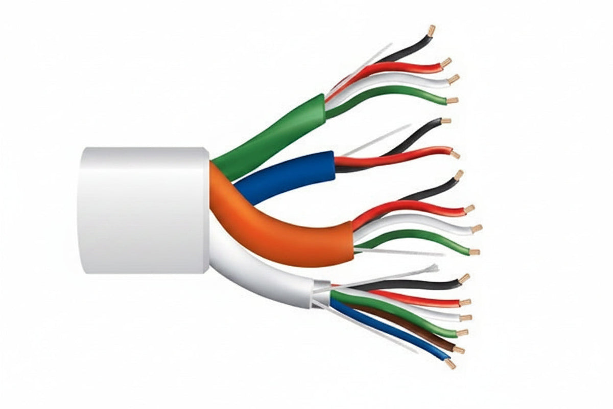 Genesis 31965001 22/6 Stranded Shielded + 22/4 Stranded + 22/2 Stranded + 18/4 Stranded Composite Access Control Cable, Plenum, CMP, FT6, 500' (152.4 m) Reel, White