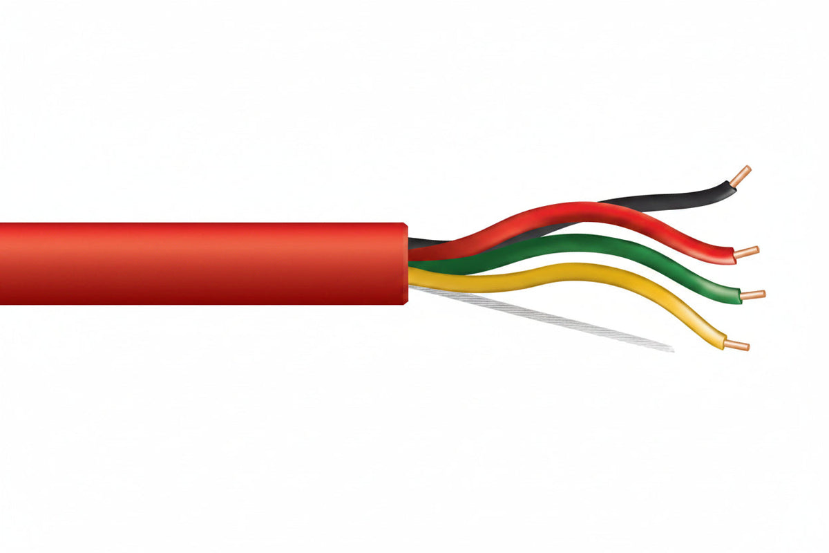 Genesis 43075504 18/4 Solid Unshielded Fire Alarm Cable, Riser, FPLR, 500' (152.4 m) Pull Box, Red