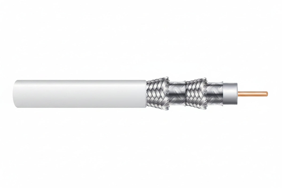 Genesis 50075501 RG6 CCS 75 Ohm Coaxial with Quad-Shield Cable, General Purpose, CATV, 500' (152.4 m) Pull Box, White