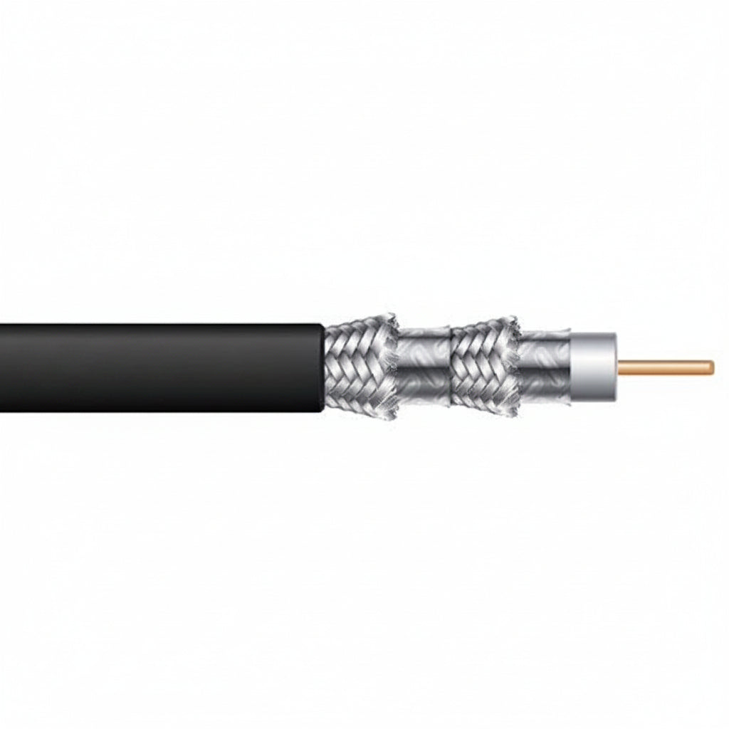 Genesis 50075508 RG6 CCS 75 Ohm Coaxial with Quad-Shield Cable, General Purpose, CATV, 500' (152.4 m) Pull Box, Black