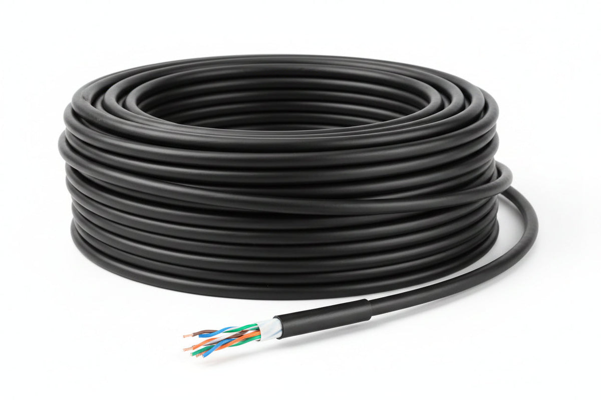 Genesis 51105008 24/4-Pair Cat 6 Unshielded (U/UTP) Water-Blocked Networking Cable, Direct Burial, 500' (152.4 m) Reel, Black