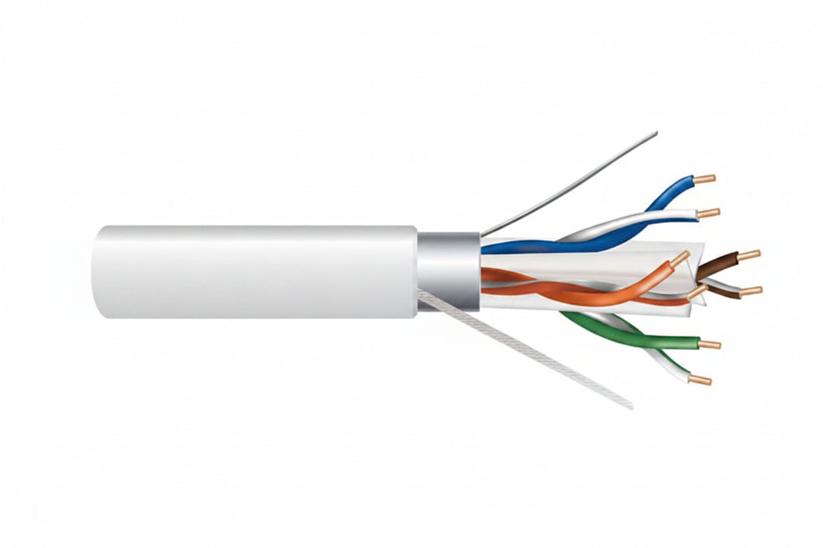 Genesis 53921001 23/4-Pair Cat 6 Plus Shielded (F/UTP) Networking Cable, Plenum, CMP, FT6, 1000' (304.8 m) Reel, White