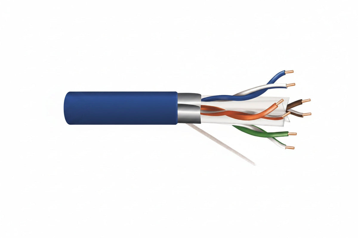Genesis 53931106 23/4-Pair Cat 6A Unshielded Riser Networking Cable, Plenum, CMP, FT6, 1000' (304.8 m) Pull Box, Blue