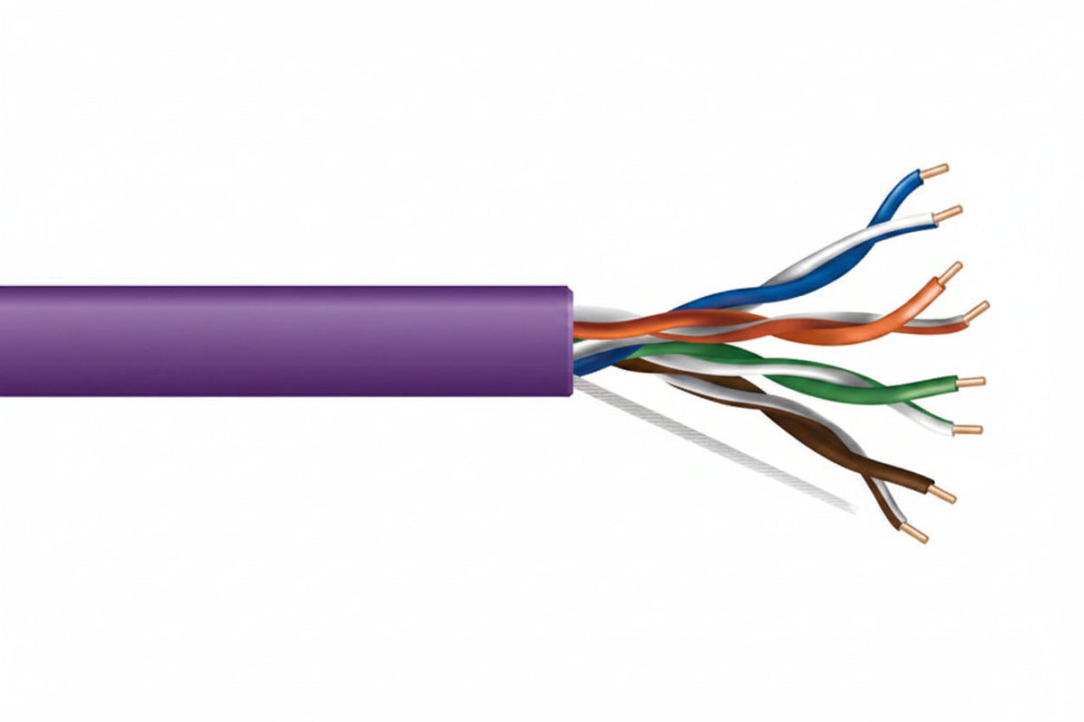 Genesis 63601110 23/4-Pair Cat 6 Unshielded (U/UTP) Networking Cable, Riser, CMR, 1000' (304.8 m) Pull Box, Purple