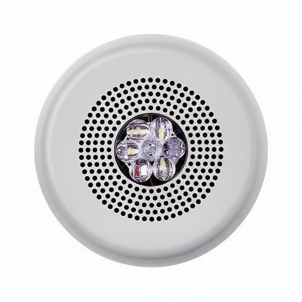 Eaton ELSPSTWC Wheelock Eluxa LED High Fidelity Speaker Strobe, Ceiling, FIRE Lettering, Clear Lens, 24VDC, 15/30/75/110/150/177 cd, White