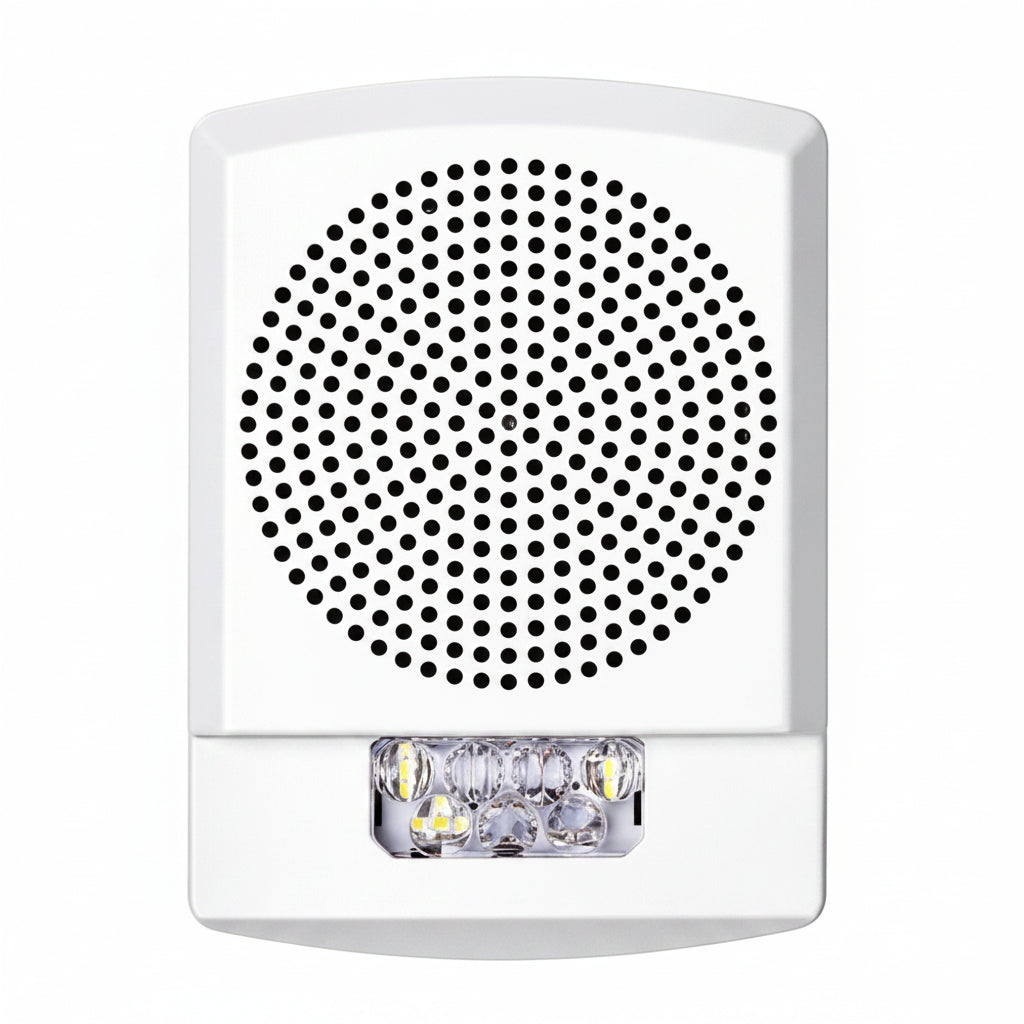 Eaton ELSPSTW Wheelock Eluxa LED High Fidelity Speaker Strobe, Wall, FIRE Lettering, Clear Lens, 24VDC, 15/30/75/110/135/185 cd, White, (Replaces E60-24MCW-FW, LSPSTW3)