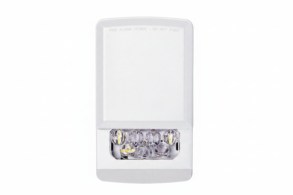 Eaton ELSTW Wheelock Eluxa LED Strobe, Wall, FIRE Lettering, Clear Lens, 24V, 15/30/75/110/135/185 cd, White