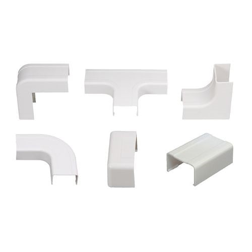 0E-58DCMBPK Combo Pack Adhesive-Back Raceway Connectors for 5/8" x 1/2" Raceway – White High-Impact Styrene, Commercial and Residential, Includes 2 Each of Six Connector Types