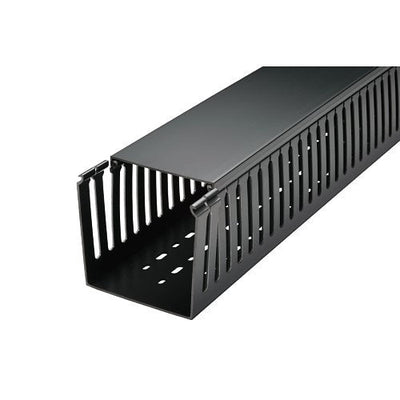 UltraTech 0E-FDBK3 Finger Duct Raceway – 3" Width x 3" Height x 6' Length, Durable Black PVC, 2-Pack, Network Cable Management for Server and Network Rooms