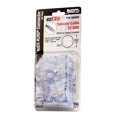 100029C ezEX48 Cat6A RJ45 Pass-Through Connectors, 50-Pack
