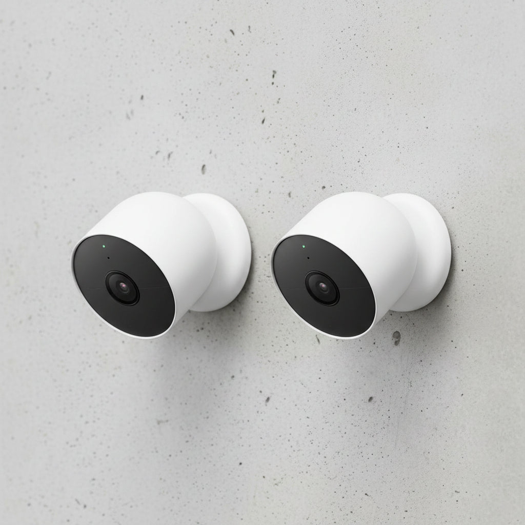 Google Nest Cam GA01894-US Indoor and Outdoor Battery Security Camera, 2-Pack, Snow