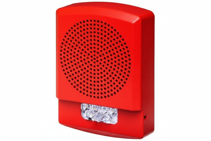 Eaton ELMTSR Wheelock Eluxa Multitone Strobe Horn, FIRE Lettering, Wall Mount, 24V, Red