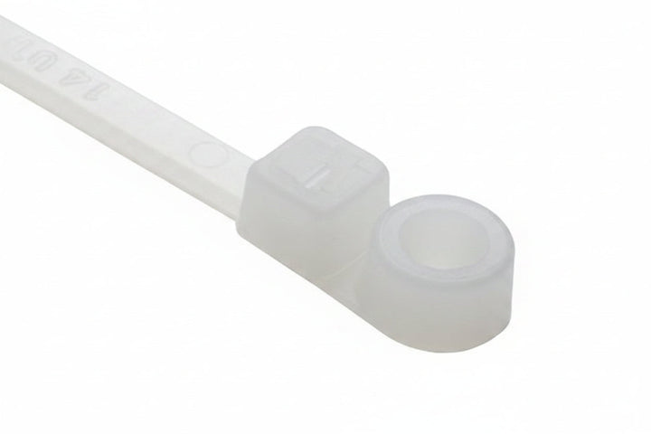 HellermannTyton T30MR9C2 6.3-Inch Screw-Mount Cable Ties, #8 Mounting Hole, 30 lb, PA66, Natural
