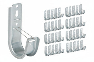 ICC ICCMSJHK44 2" Wall Mount J-Hook for Structured Cabling and Cable Management, Cable Support Hooks with Retainer Clips, Galvanized Steel with Zinc Finish, 25-Pack