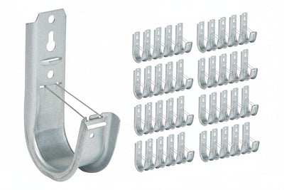 ICC ICCMSJHK44 2" Wall Mount J-Hook for Structured Cabling and Cable Management, Cable Support Hooks with Retainer Clips, Galvanized Steel with Zinc Finish, 25-Pack