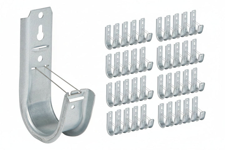 ICC ICCMSJHK44 2" Wall Mount J-Hook for Structured Cabling and Cable Management, Cable Support Hooks with Retainer Clips, Galvanized Steel with Zinc Finish, 25-Pack
