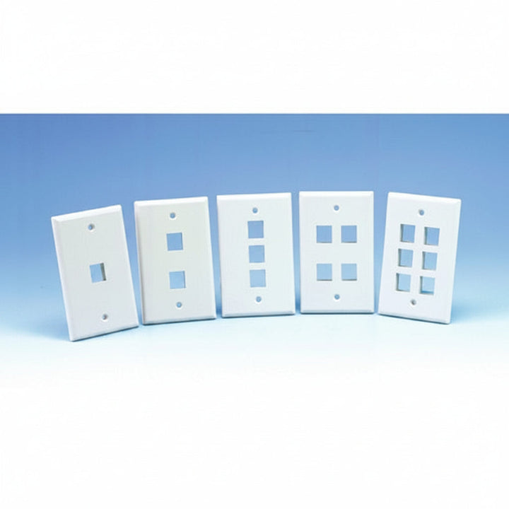 HellermannTyton FPQUAD-I 4-Port Standard Single-Gang Faceplate, Ivory