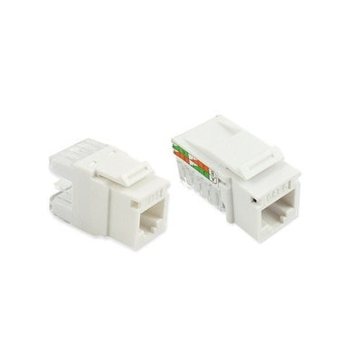 Cat6 RJ45 Keystone Jack 180° 110 IDC Blue Wall Mount 125-0946-BL, Gigabit Network Connector