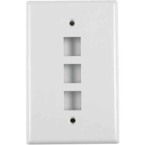 HellermannTyton FPTRIPLE-FW 3-Port Standard Single-Gang Faceplate, Office White