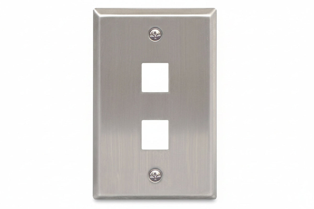 ICC IC107SF2SS Classic Stainless-Steel Faceplate with Ports for EZ/HD Style in Single Gang