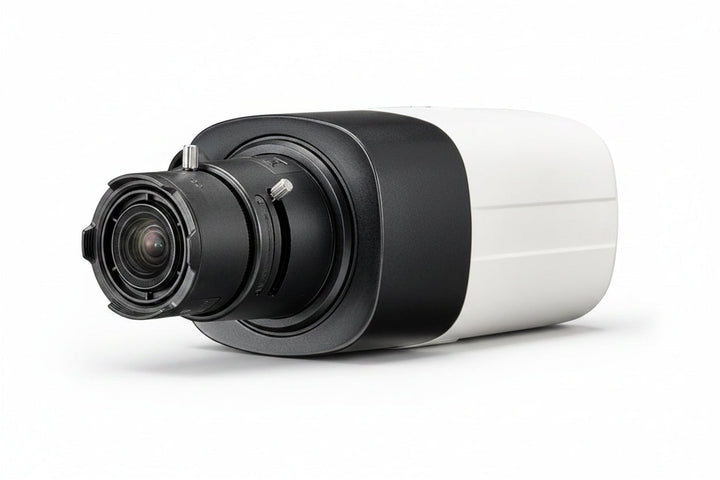 Hanwha SCB-6005 HD+ Series 2MP Analog Box Camera, Lens Not Included, Black and Ivory