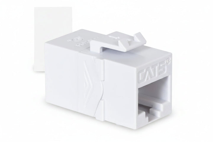 ICC IC107C5EWH CAT5e RJ45 Inline Keystone Coupler, 8P8C Female-to-Female Feed-Through Jack, PCB Module for Wall Plates & Patch Panels, UL Listed, White