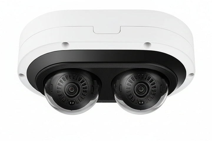 Hanwha PNM-12082RVD P Series 6MPx2 Multi-Directional IP Dome Camera, 3.54-6.69mm Motorized Varifocal Lens, Outdoor, Vandal-Rated, IP66, IK10