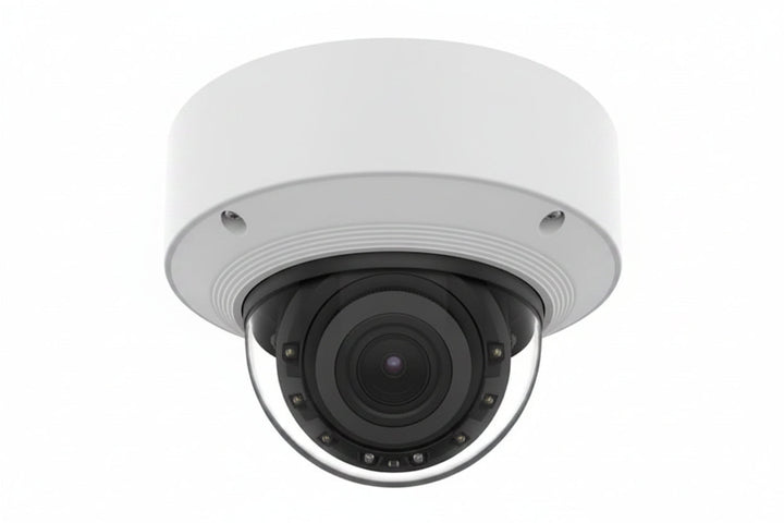 Hanwha XNV-A8084R5MP WN9 AI Outdoor Vandal Dome IP Camera, 131.2' (40m) IR Range, 2.8x Zoom Ratio, 3.3-9.3mm Motorized Varifocal Lens