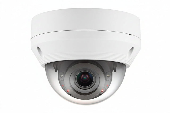 Hanwha QNV-8080R Q-Series 5MP IR Vandal IP Dome Camera, 3.2-10mm Varifocal Lens, White