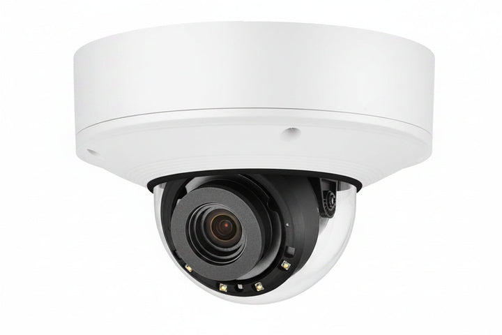 Hanwha XNV-9082R X-Series 8MP Outdoor IR Vandal Dome Camera, 2.8-8.4mm Varifocal Lens, White