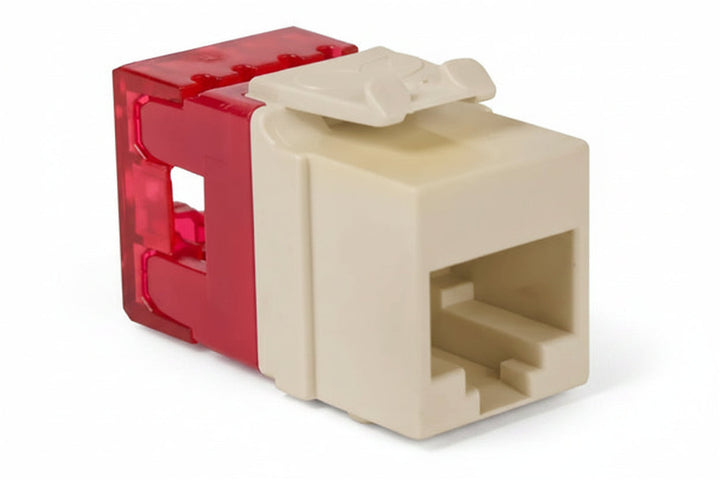 ICC IC1078F6AL CAT6 Keystone Jack with Slim Profile 180-Degree Punch Down, RJ45 UL Listed PoE++ TAA Compliant for Wall Plate / Patch Panel, Almond