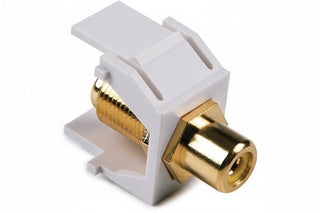 HellermannTyton RCAFINSERT RCA Coupler Module with Yellow Identification Stripe, White