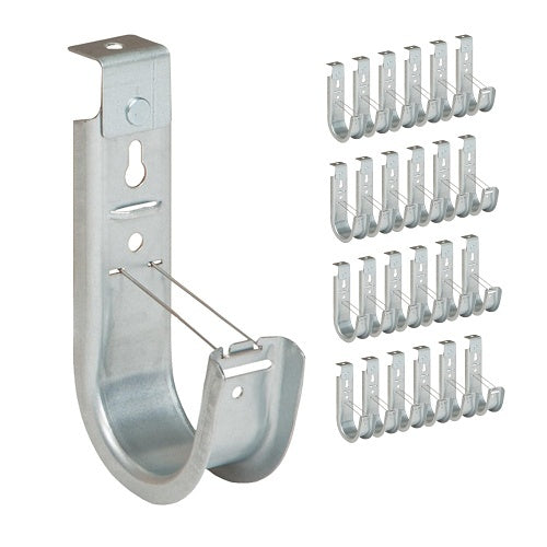 ICC ICCMSJH944 Ceiling Mount J Hook 2" with Retainer Clip, Galvanized Steel Cable Management Hooks for Hanging Cable, Rust-Resistant, EIA and TIA Compliant, 25-Pack