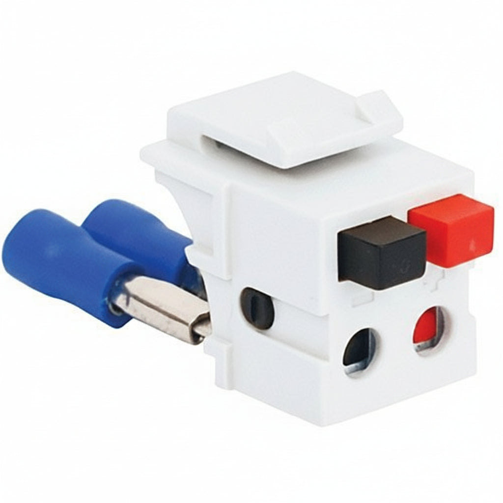 ICC IC107DSCWH Dual Audio Speaker Connector with Patented Front Push Buttons and Rear Spring Clip in HD Style, White