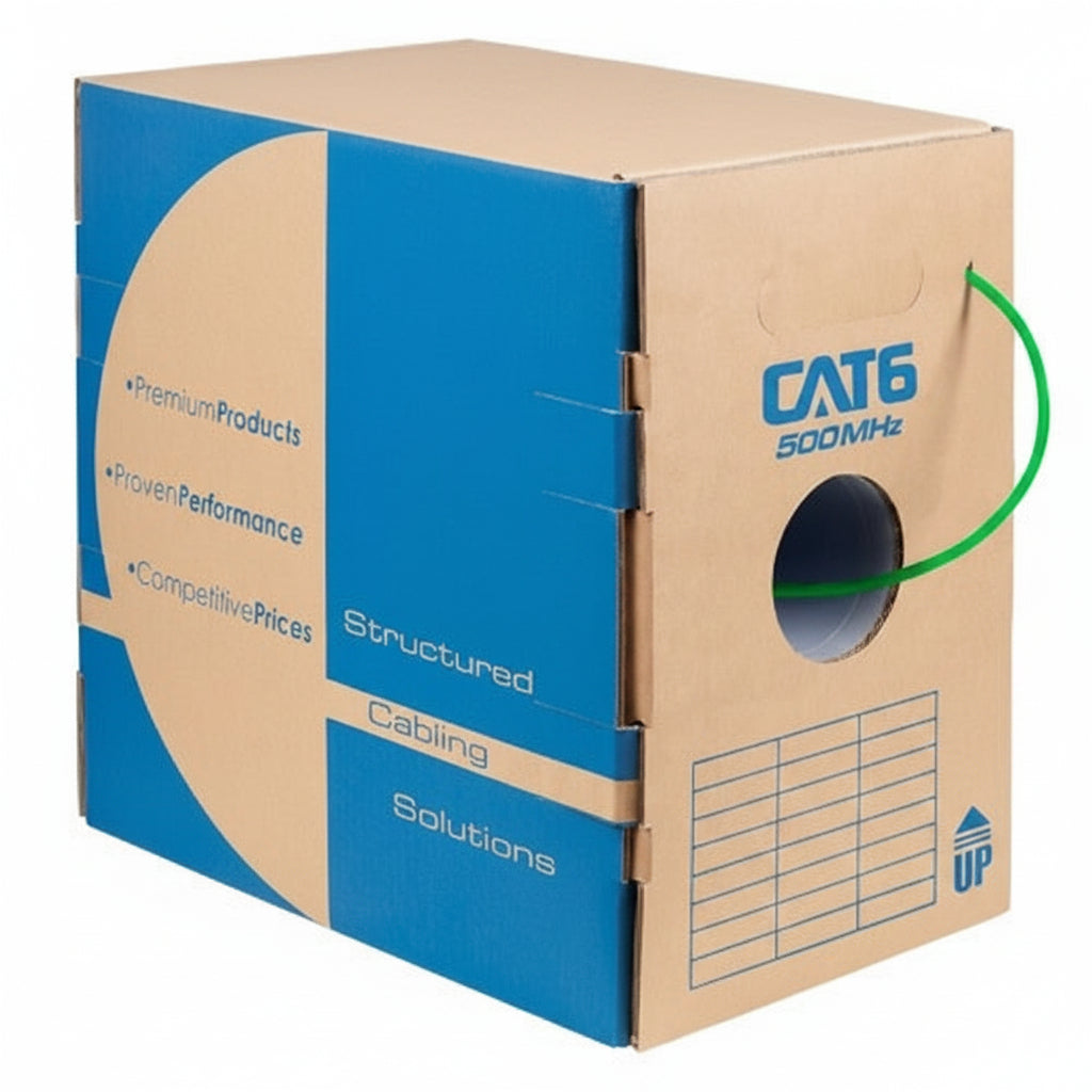 ICC ICCABR6VGN CAT6 CMR Riser 23AWG 100% Solid Pure Copper Unshielded Bulk Ethernet Cable, UTP, PoE++, 500 MHz, UL Certified, 1000' Reelex Pull Box, Green