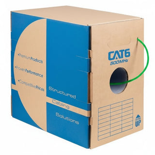 ICC ICCABR6VGN CAT6 CMR Riser 23AWG 100% Solid Pure Copper Unshielded Bulk Ethernet Cable, UTP, PoE++, 500 MHz, UL Certified, 1000' Reelex Pull Box, Green